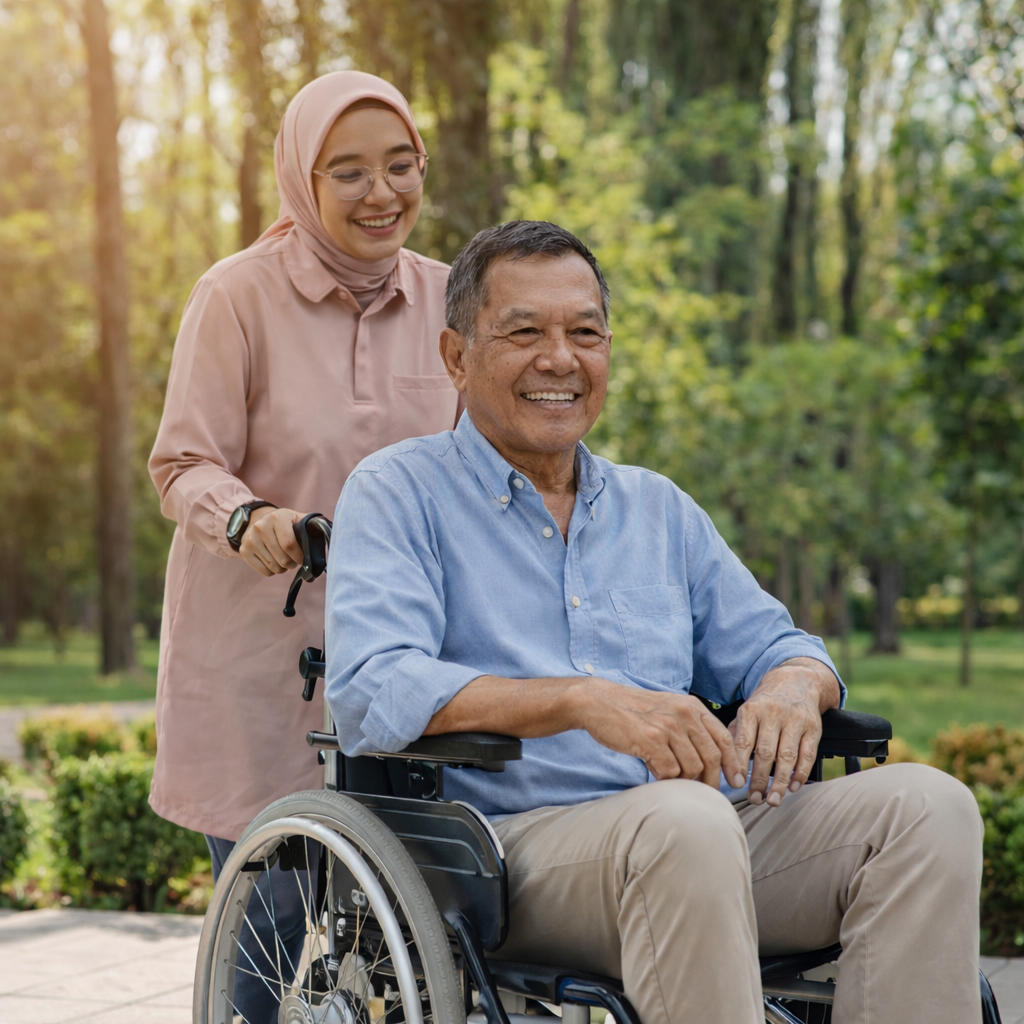 Pasien lansia sedang bersama pendamping